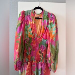 Farm Rio size small fruit long sleeve dress
